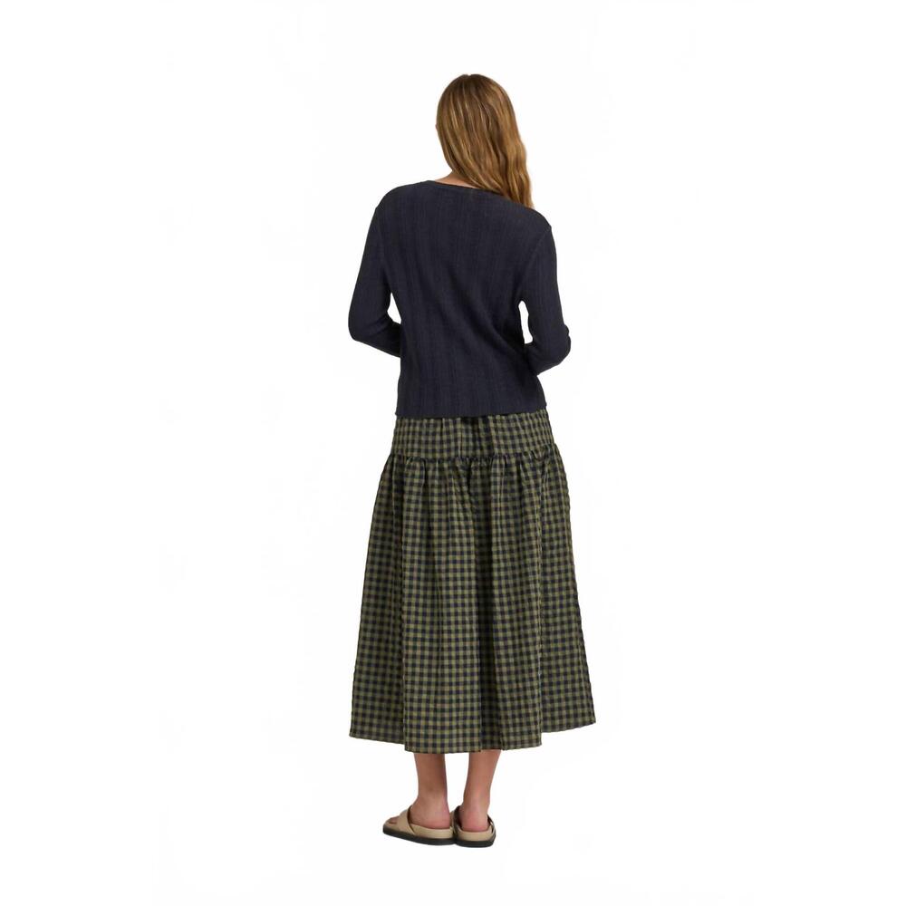 NEW GRADE & GATHER front button checked skirt in olive - Picture 2 of 2